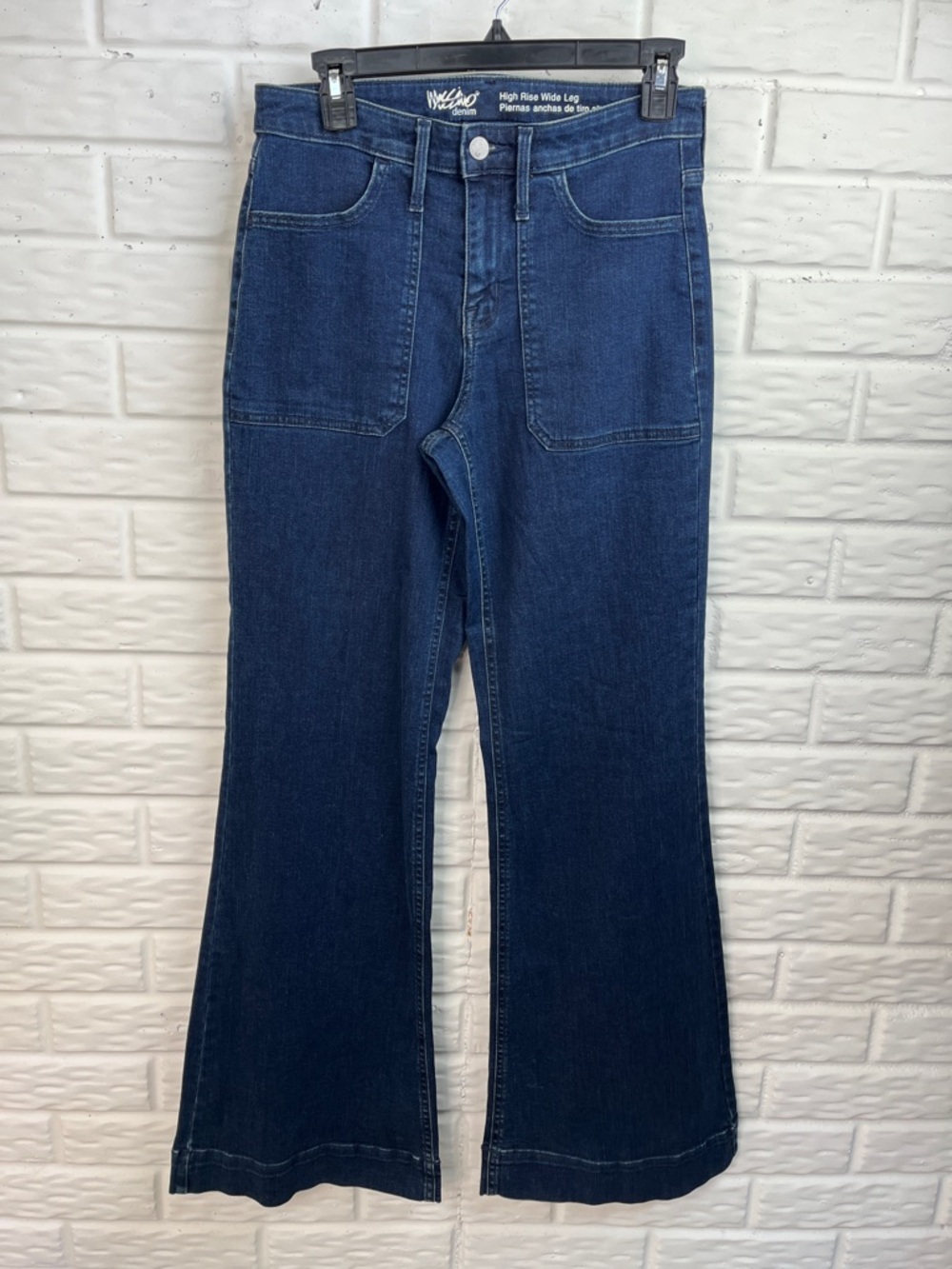 MOSSIMO DENIM HIGH RISE WIDE LEG DARK DENIM JEANS SUPER STRETCH  SZ 4/27 33 long